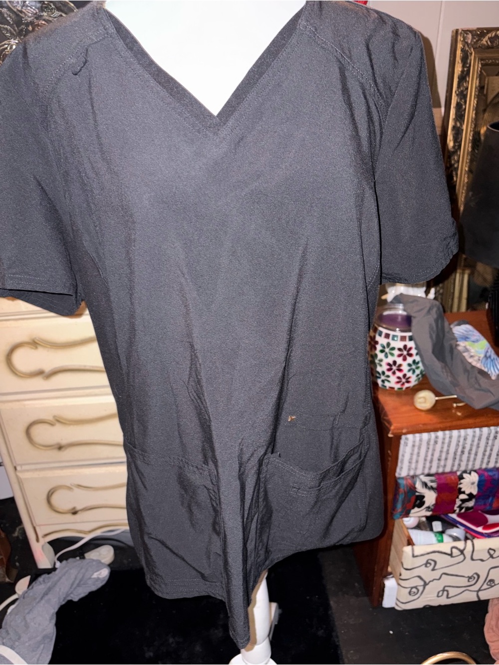 Cherokee iFlex Black Stretch V-Neck Scrub Top